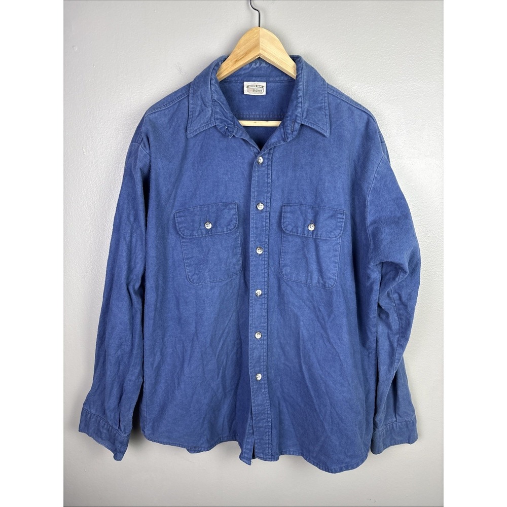 Five Brothers Flannel Shirt Men XL Blue Thick Long Sleeve Gorpcore